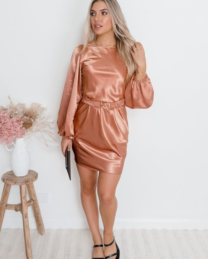 Tonneli Dress - Rust-Dresses-Womens Clothing-ESTHER & CO.