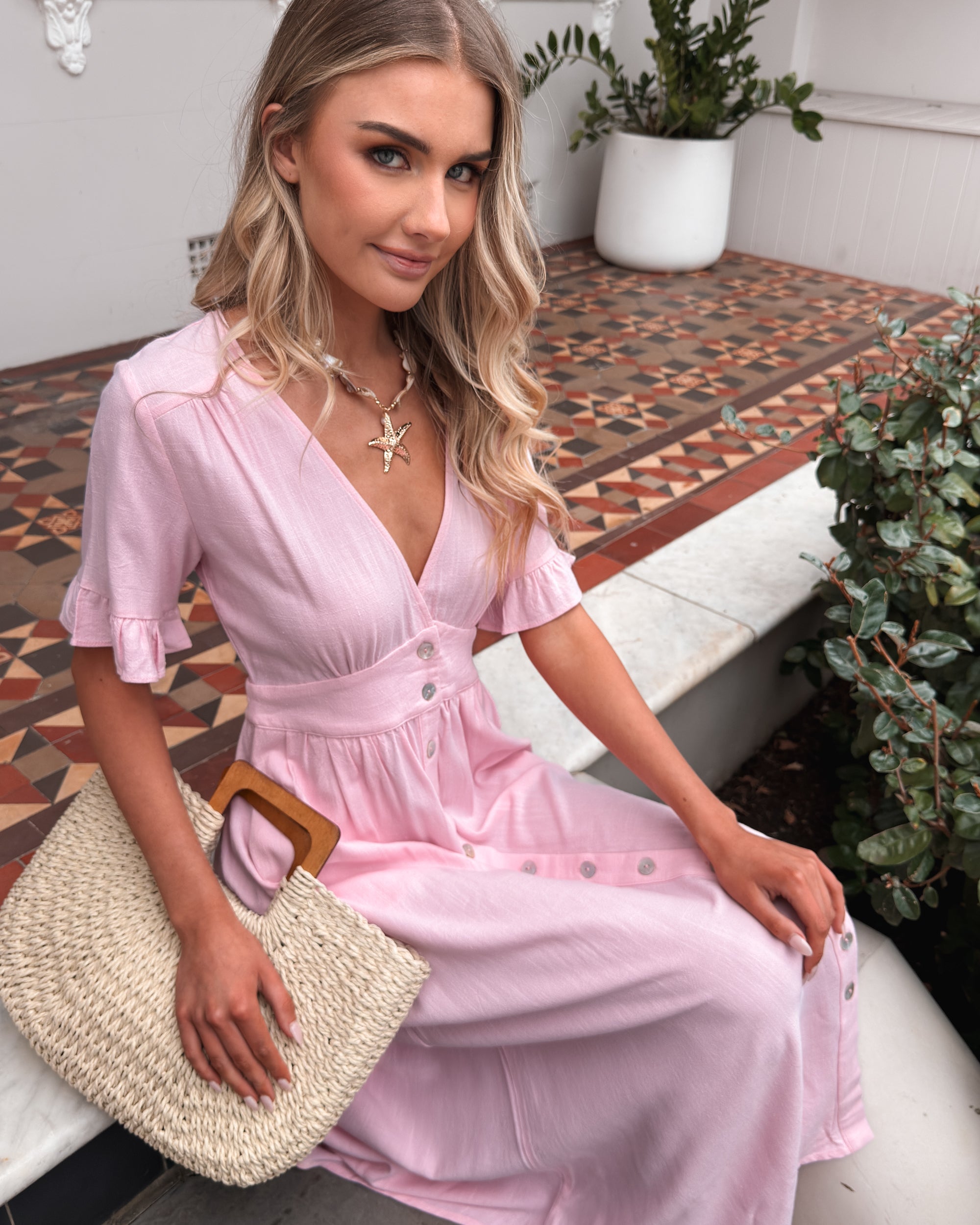 model smiling side view image with hair flying