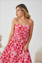 Women's blush floral midi dress, the Ailene Dress in Blush Floral by Esther & Co
