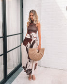 Balayage cream floral maxi dress, styled detail