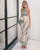 Balayage Dress in Sage Floral womens sage and cream floral maxi dress back view