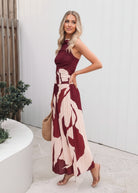 Balayage Dress in Wine Floral womens wine floral maxi dress styled outfit