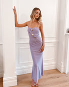 Women's lilac bodycon maxi dress with spaghetti straps by Esther & Co