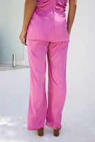Danelle Pants in Pink blush pink satin pants back view