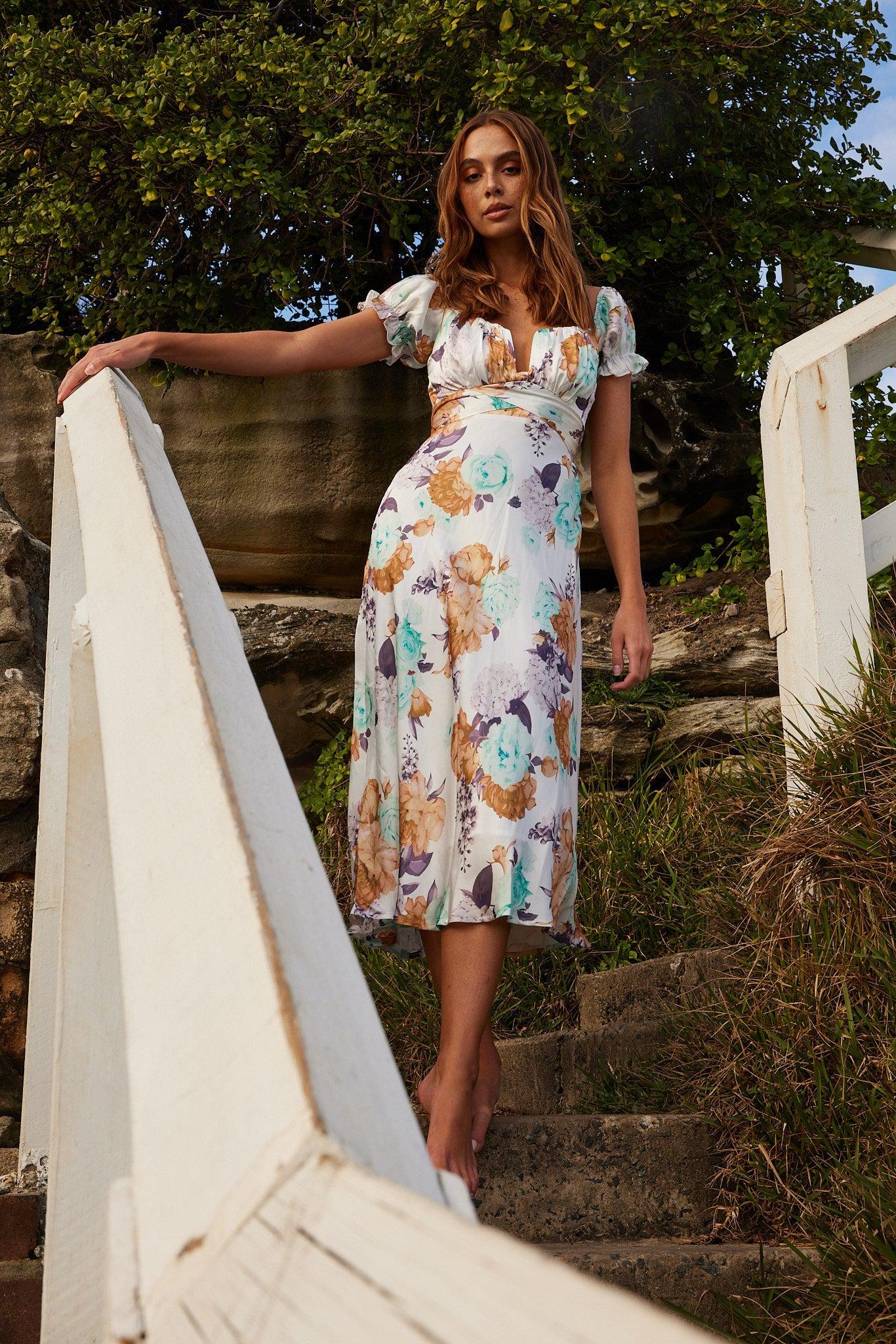 Womens green floral dress new arrivals