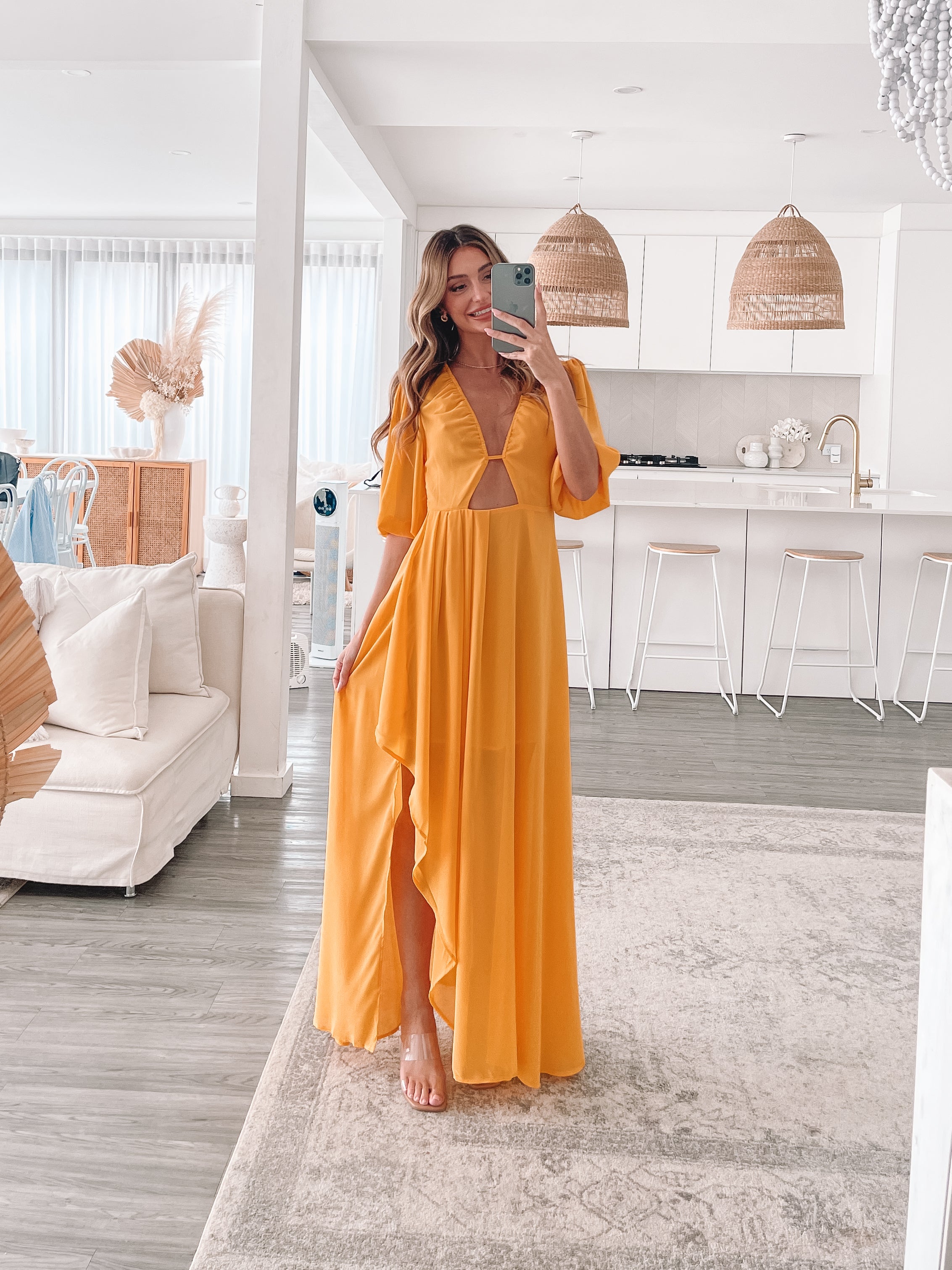 Orange dress mango outlet