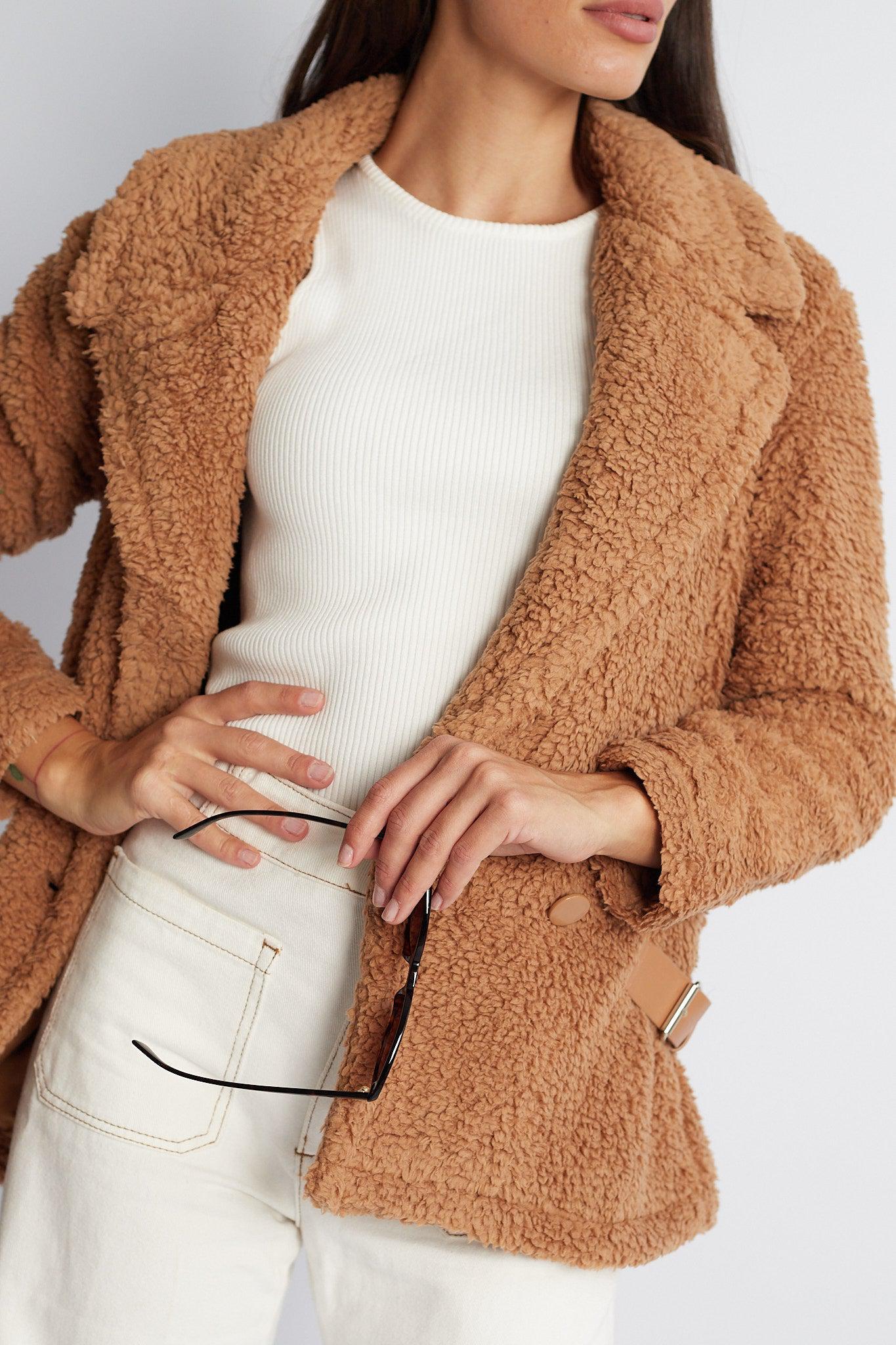 Esther Co. Grizelda Teddy Jacket Tan ESTHER CO