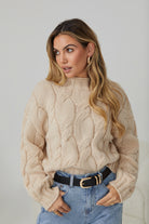 Hadi Knit in Beige womens beige relaxed knit jumper styled outfit