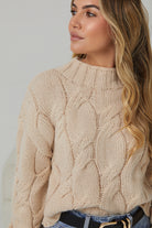Hadi Knit in Beige womens beige knit jumper close up texture detail