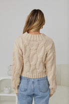 Hadi Knit in Beige beige relaxed fit women's knit jumper back view