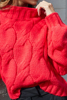 Hadi red textured knit jumper, full length