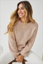 Harvie Knit in Cappuccino cappuccino pinkish wool blend knit jumper styled outfit