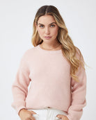 Harvie Knit in Pink dusty pink wool blend knit jumper side view