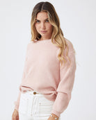 Harvie Knit in Pink pink wool blend knit full length view