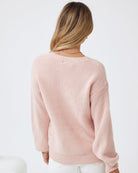 Harvie Knit in Pink womens dusty pink knit jumper close up detail