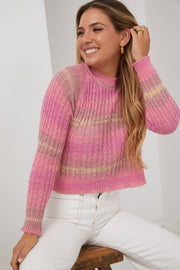 Jessanie Knit Top - Pink Print