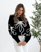 Junaelle black multi bow-detail knit jumper, detail view