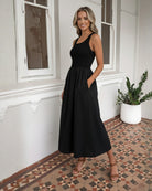 Kyline black dress, side view