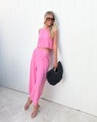 Lighthouse Pants in Candy Spot candy spot wide leg linen pants styled outfit