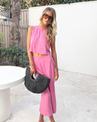 Lizzo Top in Candy Spot womens candy spot linen top back view