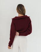 Merete Knit in Bordeaux bordeaux high collar knit back view