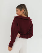 Merete Knit in Bordeaux bordeaux knit with rib detail full length view