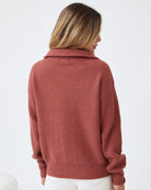 Merete Knit in Brick brick knit jumper with contrasting rib full length