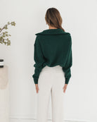 Merete Knit in Dark Green womens dark green knitwear close up detail