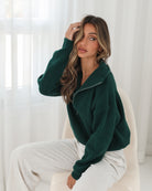 Merete Knit in Dark Green dark green high collar knit back view