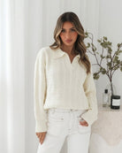Oriah cream jumper, side profile
