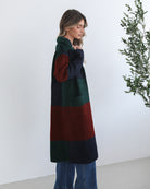 Perrine Coatigan in Wine Check wine check coatigan with collar side view