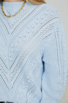 Rheane Knit in Blue blue intricate patterned knit full length view