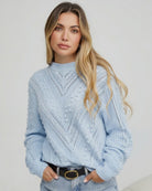 Rheane Knit in Blue blue all-over patterned knit jumper side view