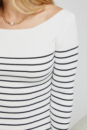 Sari Knit Dress - White Stripe