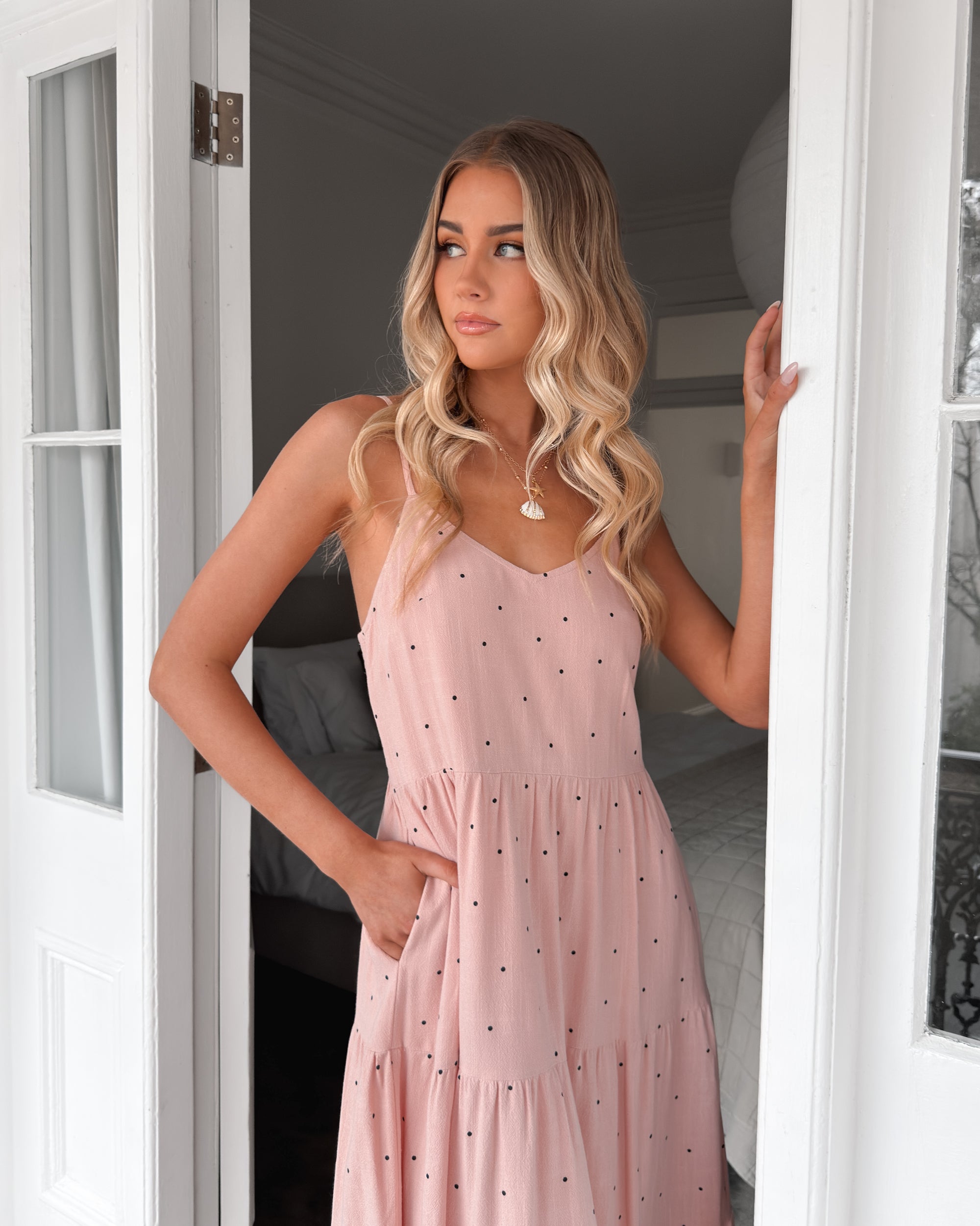 Esther & Co. Sona Dress - Pink Spot – ESTHER & CO.