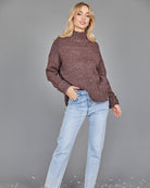 Chesterfield Jumper in Chocolate womens chocolate knit close up detail