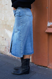 Abilane Skirt - Blue Denim-Skirts-Womens Clothing-ESTHER & CO.