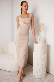 Adelka Knit Dress - Beige Multi-Dresses-Womens Clothing-ESTHER & CO.
