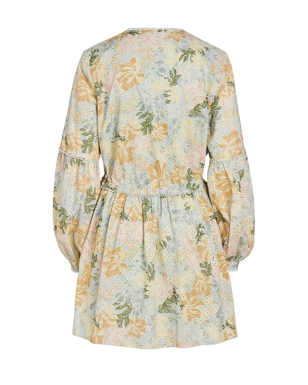 Anita Broiderie Mini Dress - Mint Floral-Dresses-Womens Clothing-ESTHER & CO.