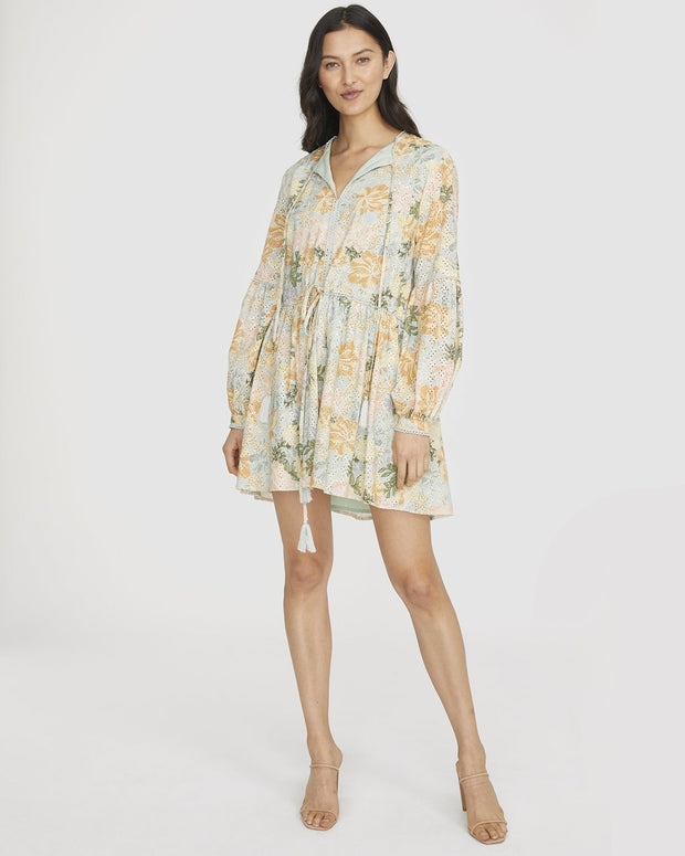 Anita Broiderie Mini Dress - Mint Floral-Dresses-Womens Clothing-ESTHER & CO.