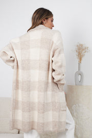 Brinda Cardigan - Beige Check