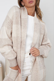 Brinda Cardigan - Beige Check