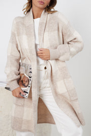 Brinda Cardigan - Beige Check