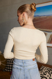 Carisa Knit Bodysuit - Beige-Tops-Womens Clothing-ESTHER & CO.