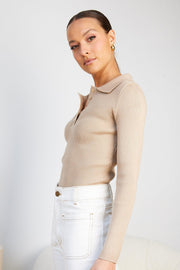Ceda Knit Top - Camel-Tops-Womens Clothing-ESTHER & CO.
