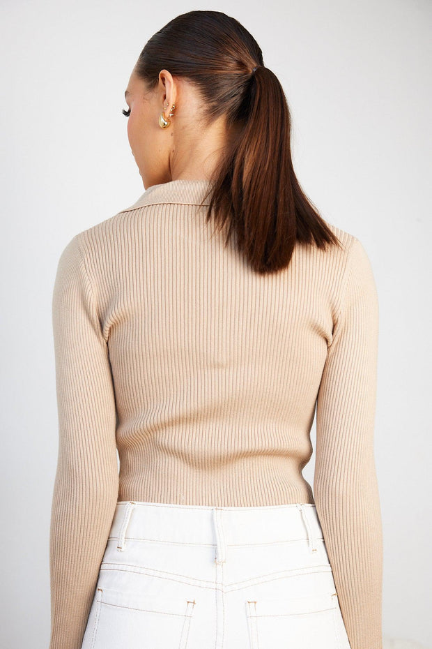 Ceda Knit Top - Camel-Tops-Womens Clothing-ESTHER & CO.