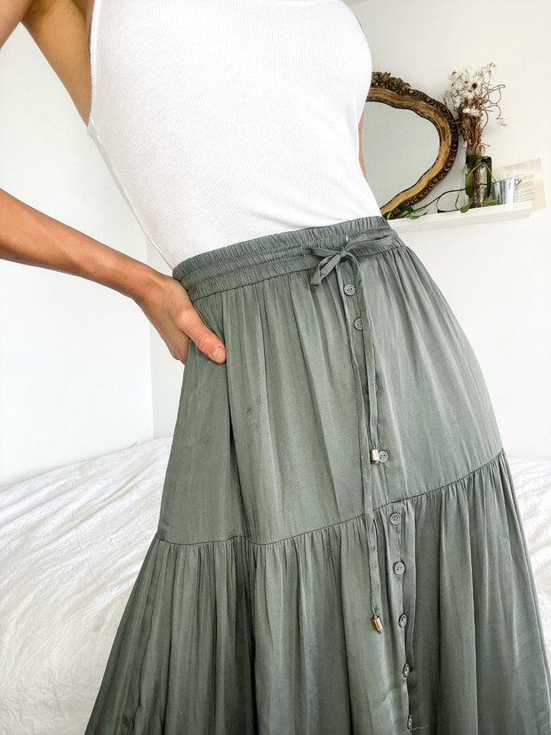 Celeste Skirt - Dark Khaki-Skirts-Womens Clothing-ESTHER & CO.