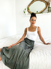 Celeste Skirt - Dark Khaki-Skirts-Womens Clothing-ESTHER & CO.