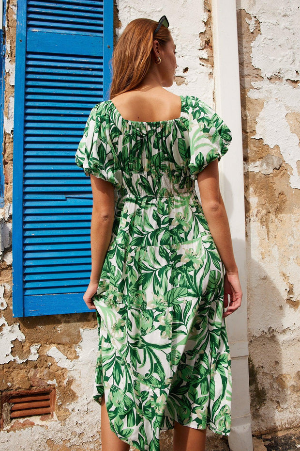 Cheryse Dress - Green Print-Dresses-Womens Clothing-ESTHER & CO.