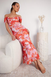 Cytheria Dress - Orange Print-Dresses-Womens Clothing-ESTHER & CO.